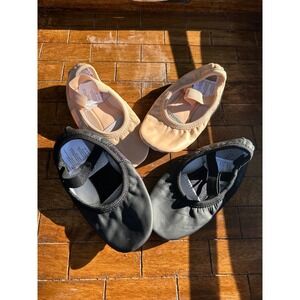 Revolution Dancewear Leather Split Sole Ballet Shoes Bundle Black PinkStyle NWOT